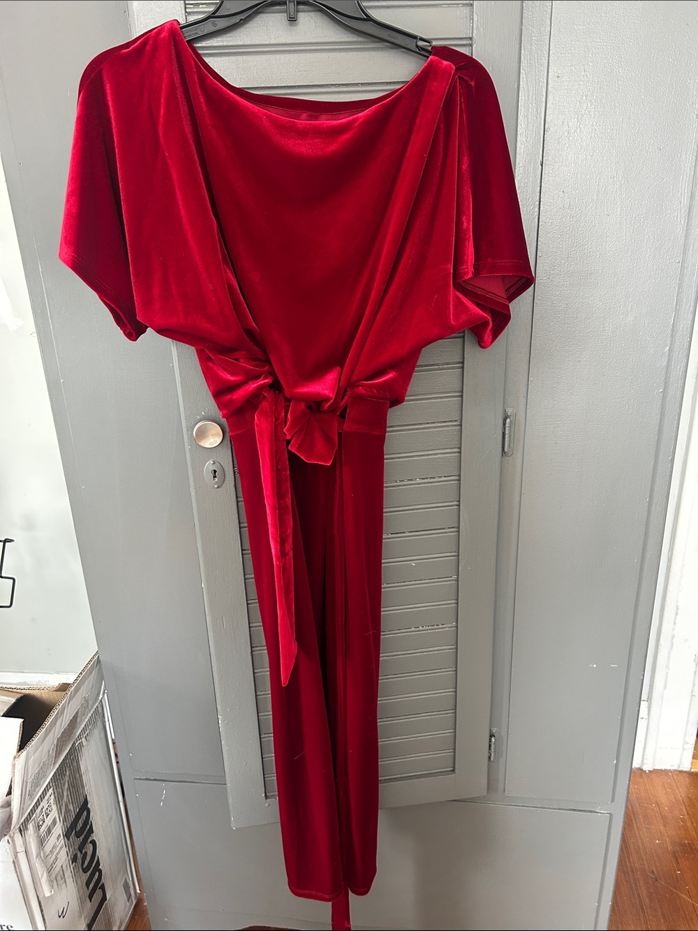 Velvet Red Tie-Waist Dress